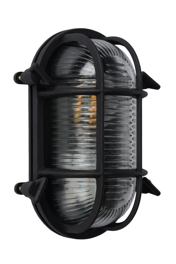 Lucide DUDLEY - Wandlamp Binnen/Buiten - 1xE27 - IP65 - Zwart - uitgezet